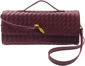 Formal Clutch Purses for Women Evening Woven Leather Large Clutch for Weddings & Parties | Convertible Shoulder Bag