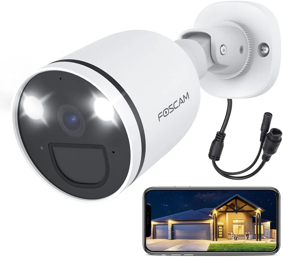 FOSCAM 2K/4MP 2.4G 5G WiFi Spotlight Security Camera, Color Night Vision, Siren Alarm, AI Human Detection, PIR Sensor, 2-Way Audio, 121° View, IP66 Weatherproof Outdoor IP Camera, SPC