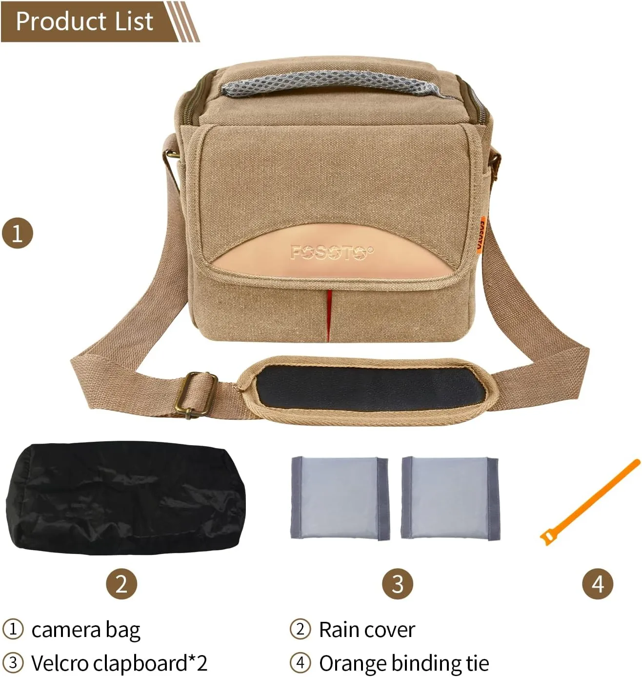 FOSOTO Anti-shock Shoulder Crossbody Camera Case Bag Compatible for Canon EOS EOS Rebel T5 T6 T7 T8i T100 SL3 XTi Panasonic G85 G95 GH5 G7KS Olympus OM-D E-M1 DSLR SLR Camera