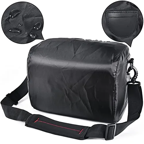 FOSOTO DSLR Camera Shoulder Bag Case Compatible for Canon EOS Rebel T7 T6 T8i SL3 T100 2000D 4000D 60D 80D 750D 90D 5D Nikon D780 D750 D610 D5600 D5300 D7500 D3500 Pentax with Waterproof Rain Cover