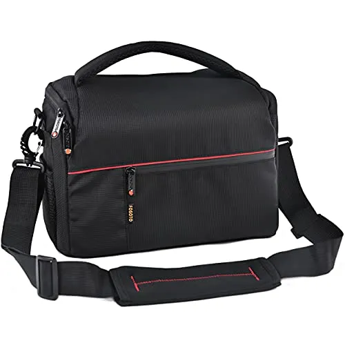 FOSOTO DSLR Camera Shoulder Bag Case Compatible for Canon EOS Rebel T7 T6 T8i SL3 T100 2000D 4000D 60D 80D 750D 90D 5D Nikon D780 D750 D610 D5600 D5300 D7500 D3500 Pentax with Waterproof Rain Cover
