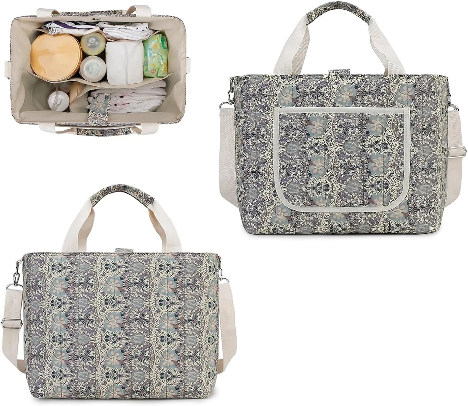 FOTN Diaper Bag Tote Small Diaper Bags for Mommy Multi-Function Pockets Women Purse and Handbag for Travel and Daily Use