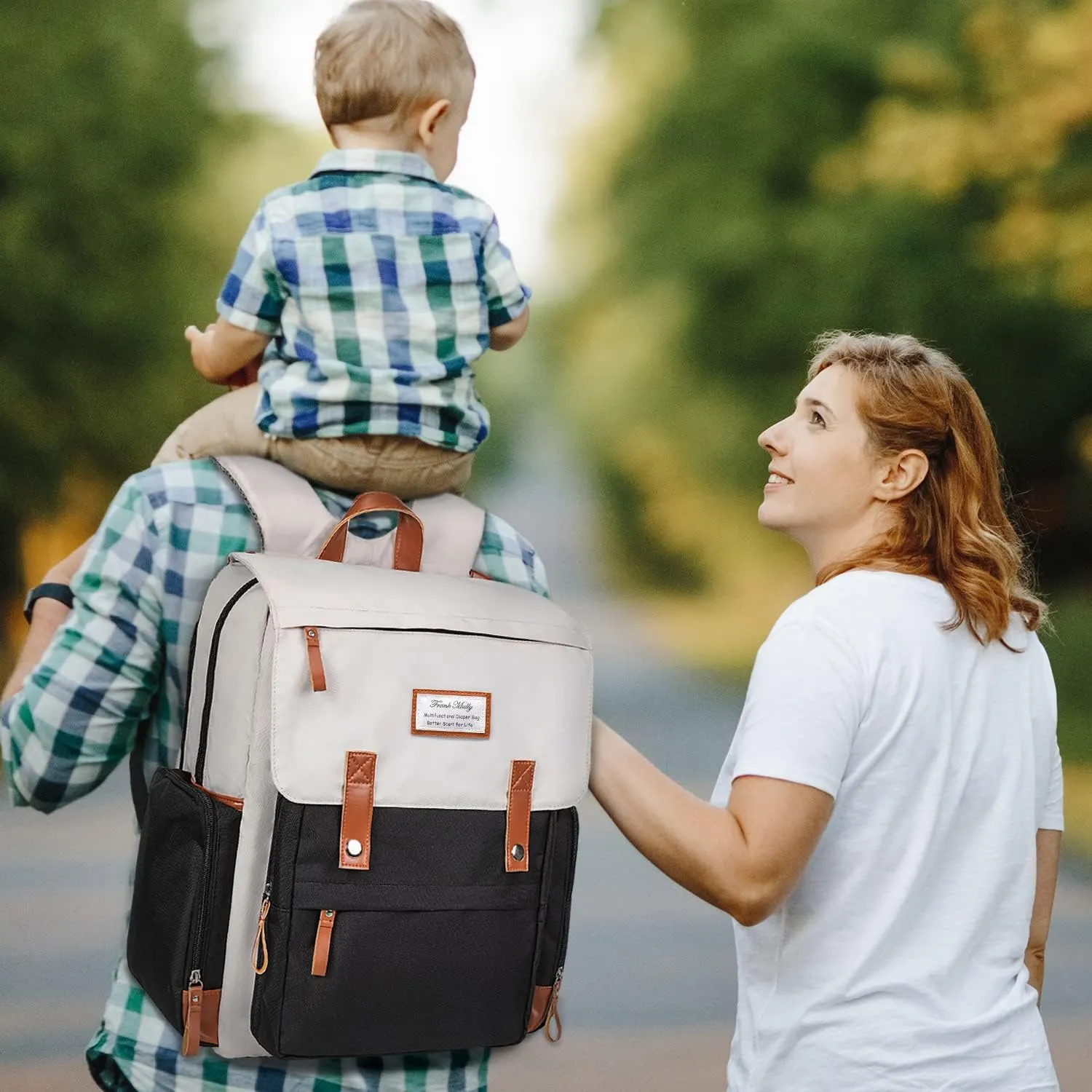 Frank Mully Diaper Bag Backpack Large Multifunction Travel Baby Bag for Mom Dad Black White