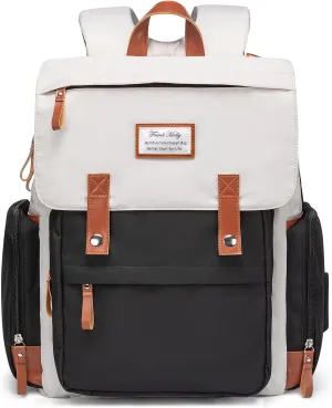Frank Mully Diaper Bag Backpack Large Multifunction Travel Baby Bag for Mom Dad Black White