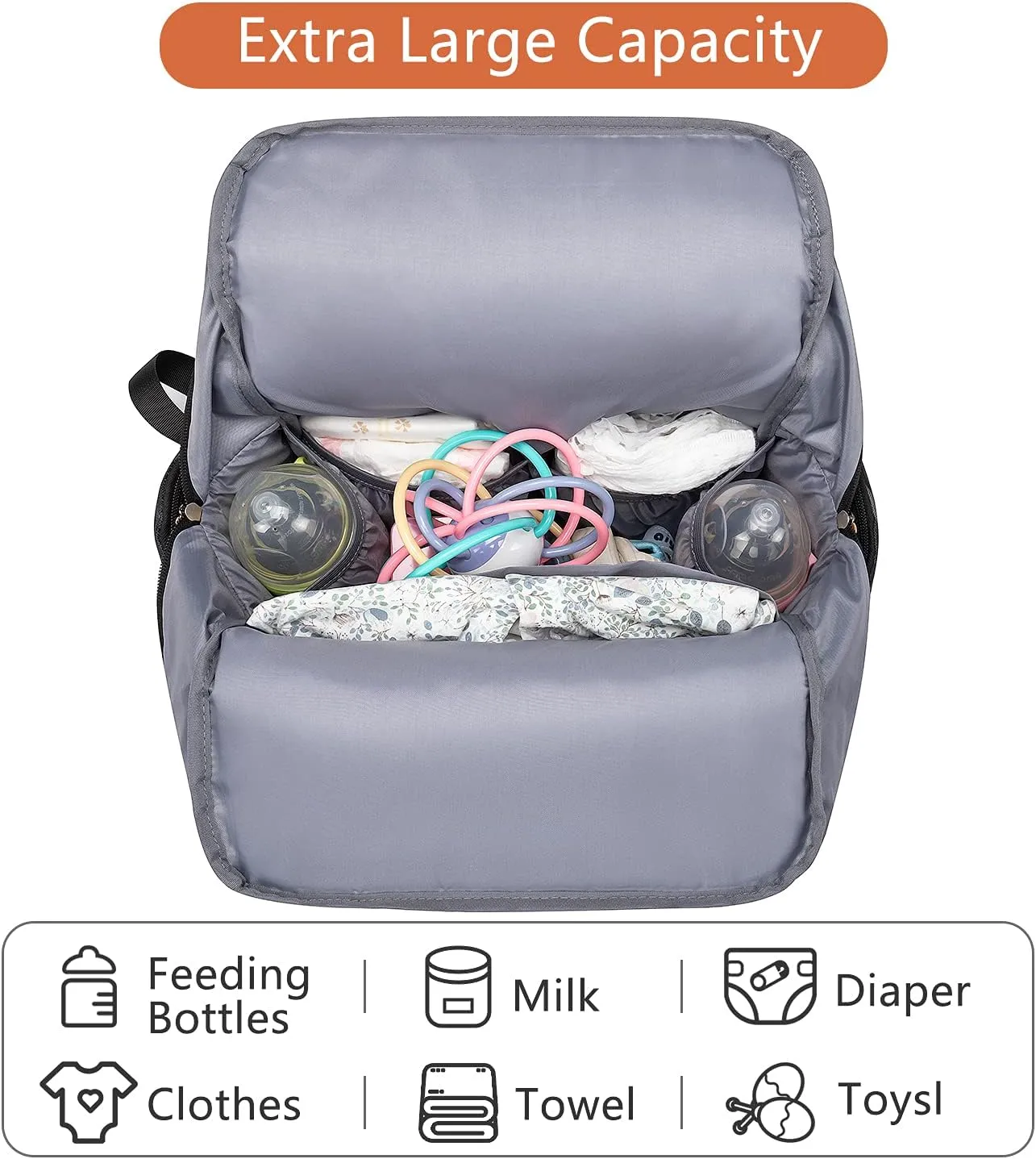 Frank Mully Diaper Bag Backpack Large Multifunction Travel Baby Bag for Mom Dad Black White