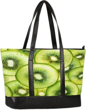 Fresh Kiwi Slices Laptop Tote Bag for Women Lightweight Work Purse with Multiple Compartments Fits 13-15.6 Inch Laptop Tablet Shoulder Bag for Office Travel Daily Use