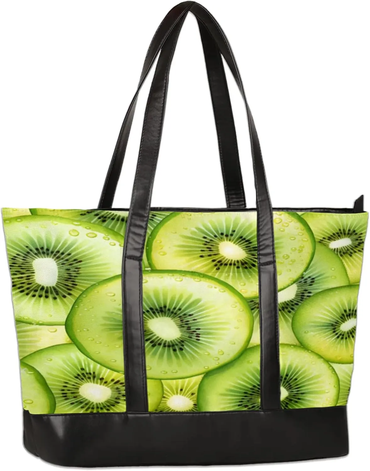 Fresh Kiwi Slices Laptop Tote Bag for Women Lightweight Work Purse with Multiple Compartments Fits 13-15.6 Inch Laptop Tablet Shoulder Bag for Office Travel Daily Use