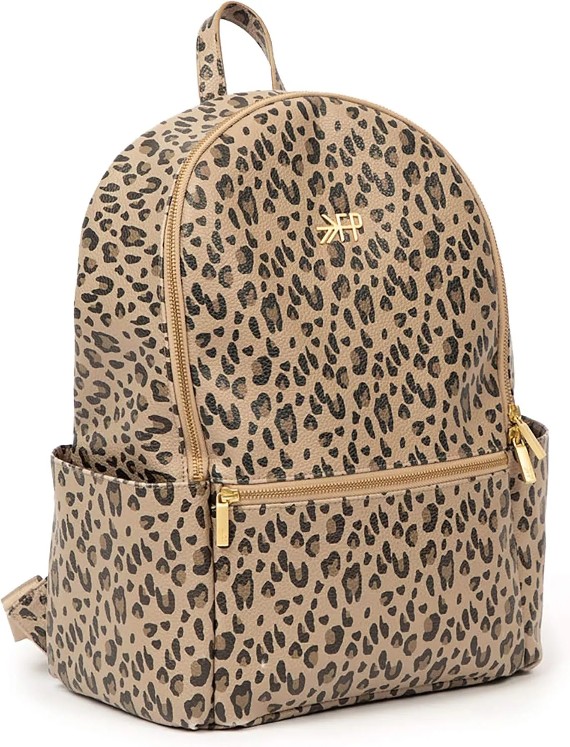 Freshly Picked Classic City Backpack II, Vegan Leather Diaper Bag with Changing Pad & Water-Resistant Lining & 10-Pockets for Baby Mom, Toddler Mom, and Beyond (Leopard)