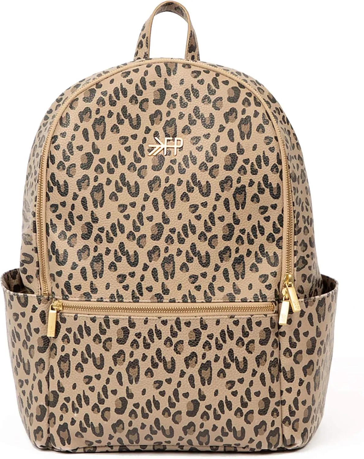 Freshly Picked Classic City Backpack II, Vegan Leather Diaper Bag with Changing Pad & Water-Resistant Lining & 10-Pockets for Baby Mom, Toddler Mom, and Beyond (Leopard)