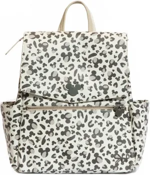 Freshly Picked Classic Mini II Diaper Bag Backpack, Wipeable Vegan Leather, 8 Pockets (Mickey Leopard)