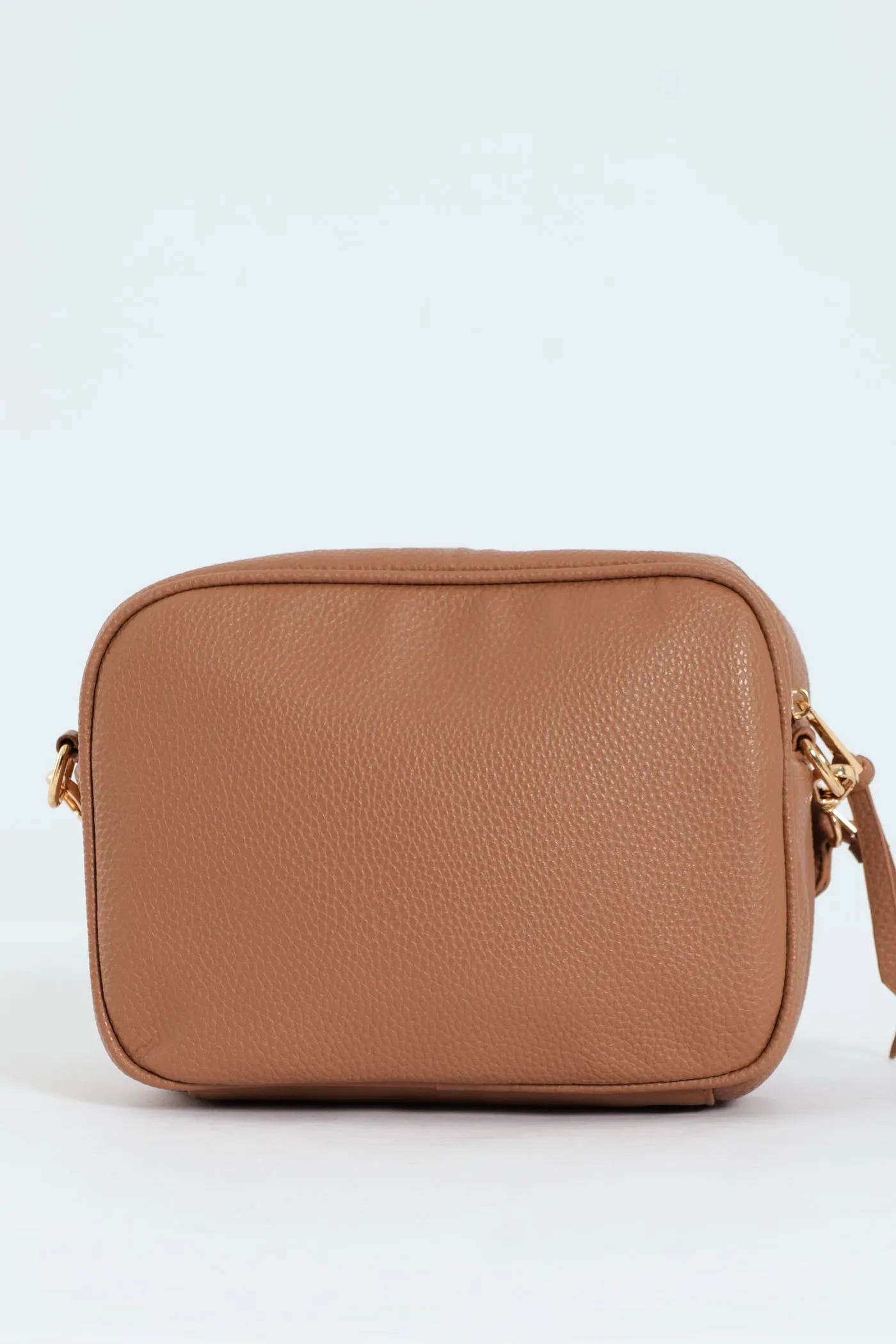 Front Zip Camera Bag With Webbing Strap - Tan
