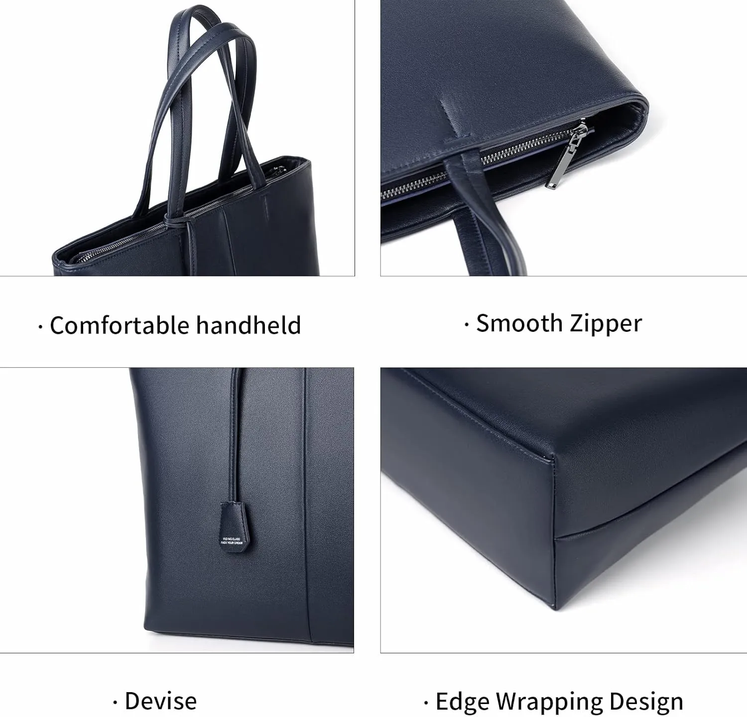 FSD.WG Men's Tote Bag,Business Bag, Leather Briefcase,Elegant Leather,Large Capacity,Black