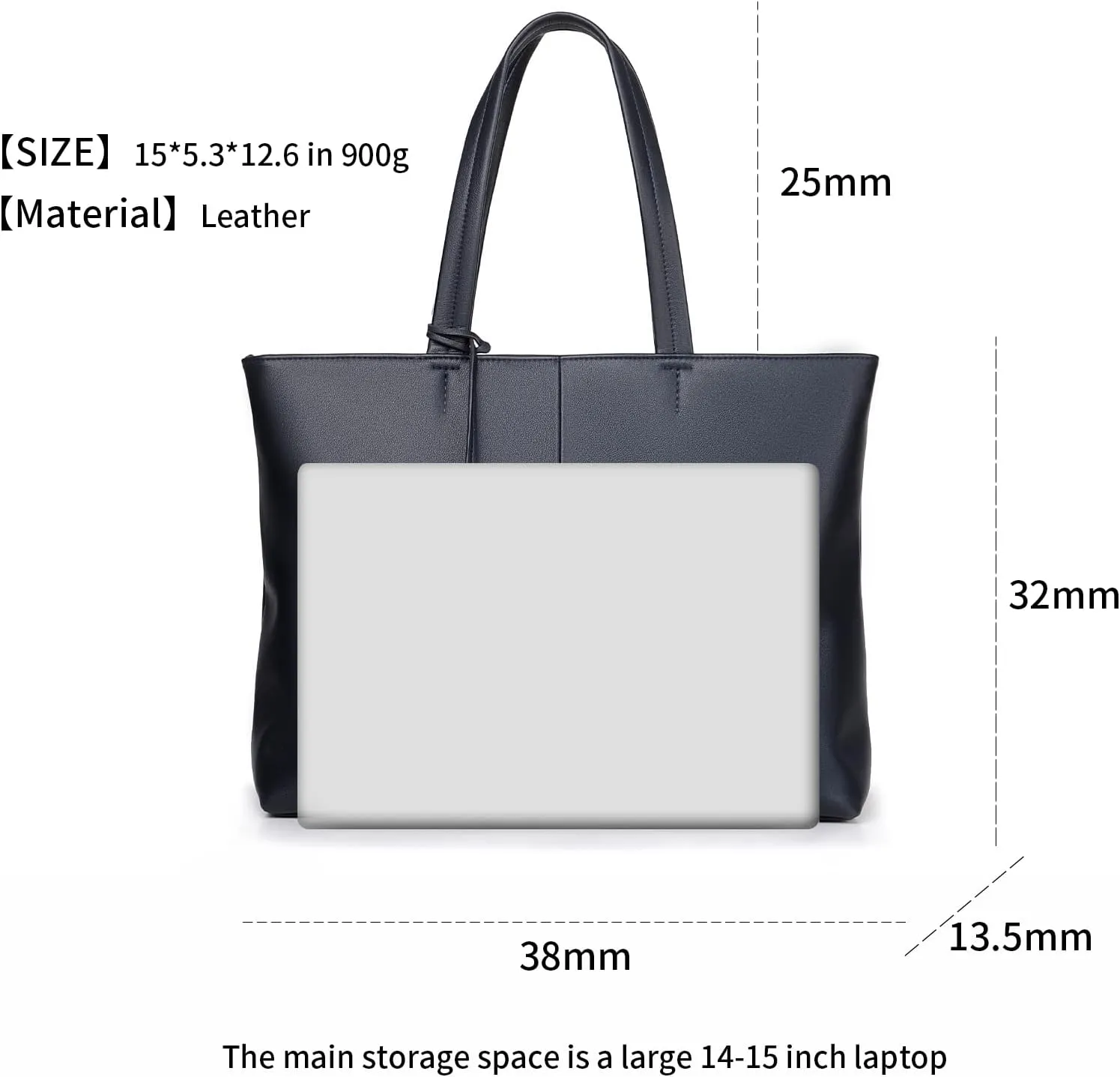 FSD.WG Men's Tote Bag,Business Bag, Leather Briefcase,Elegant Leather,Large Capacity,Black