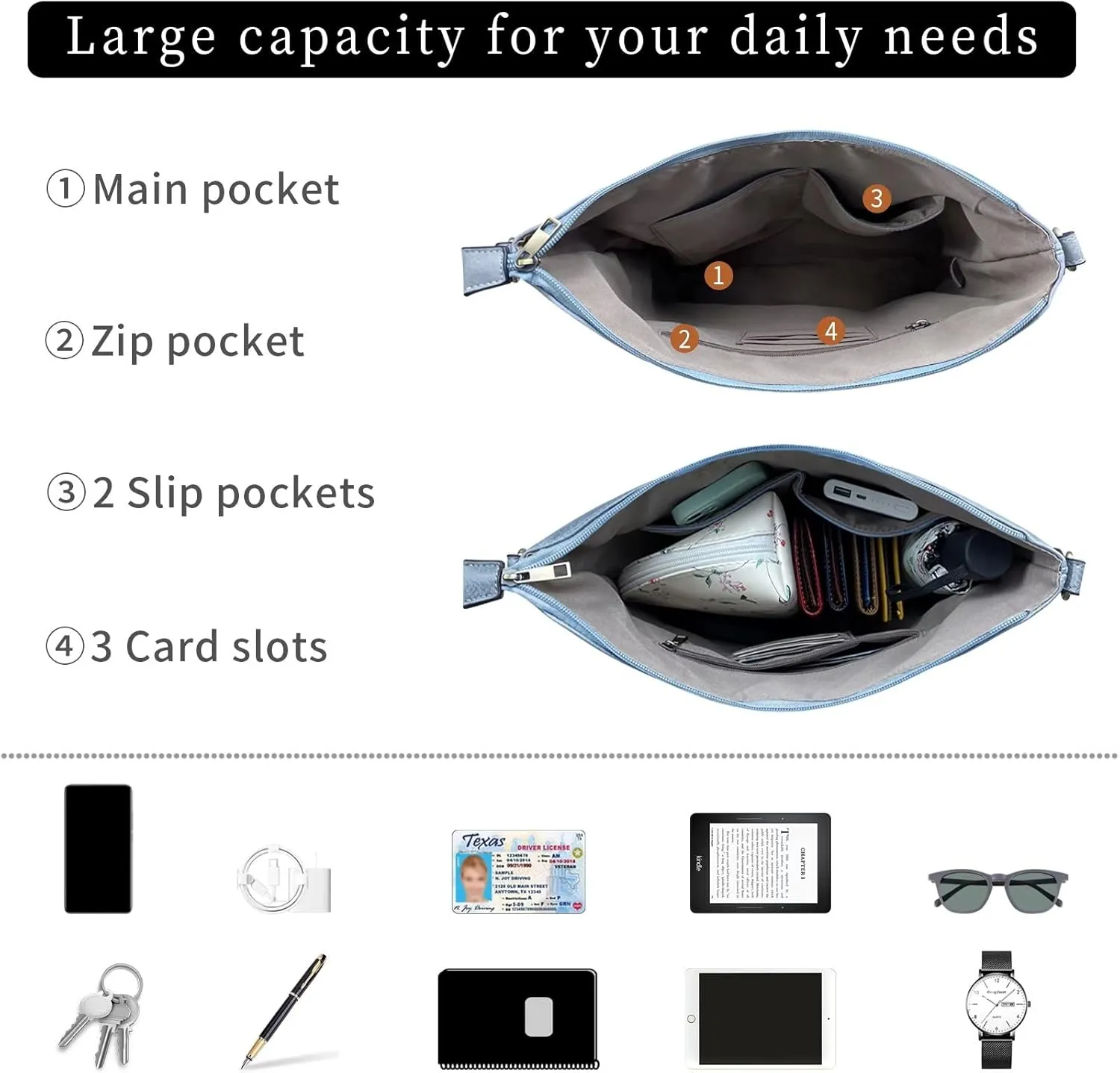 FUKUYIN Tote Handbag for Women Shoulder Crossbody Bag- Soft PU Leather Hobo Bag Womens Purses - Ladies Large Crossbody Purse