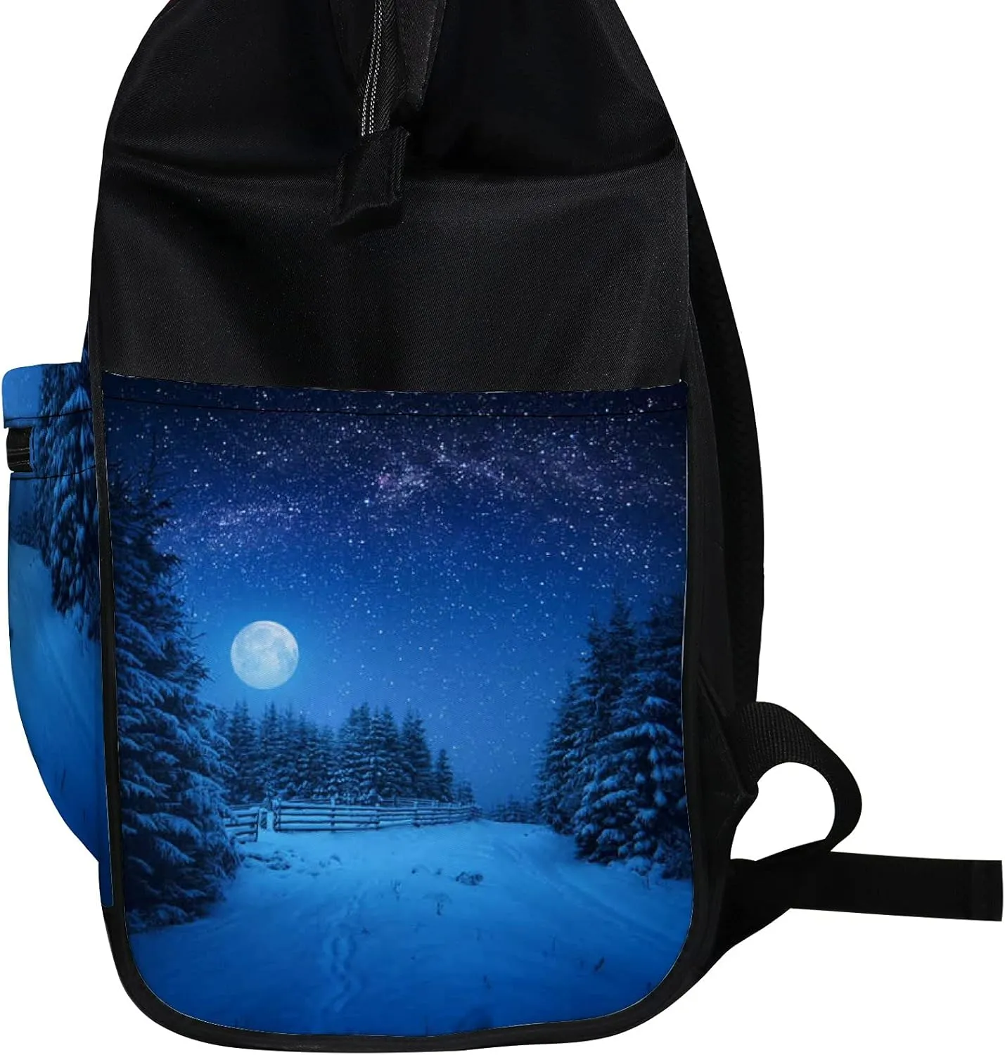 Full Moon Rising Above Winter Forest Diaper Bag Backpack, waterproof backpack Baby Nappy Changing Bags Laptop Backpack for Travel, Large Capacity, Durable and Stylish for Woman and Men.