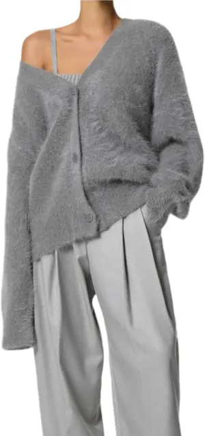 Fuzzy Cardigan Sweaters for Women Oversized Long Sleeve Button Down Furry Knit Sweater Soft Lightweight Cardigans