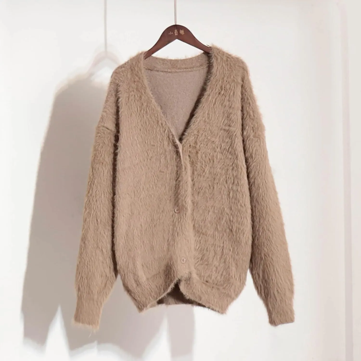 Fuzzy Cardigan Sweaters for Women Oversized Long Sleeve Button Down Furry Knit Sweater Soft Lightweight Cardigans