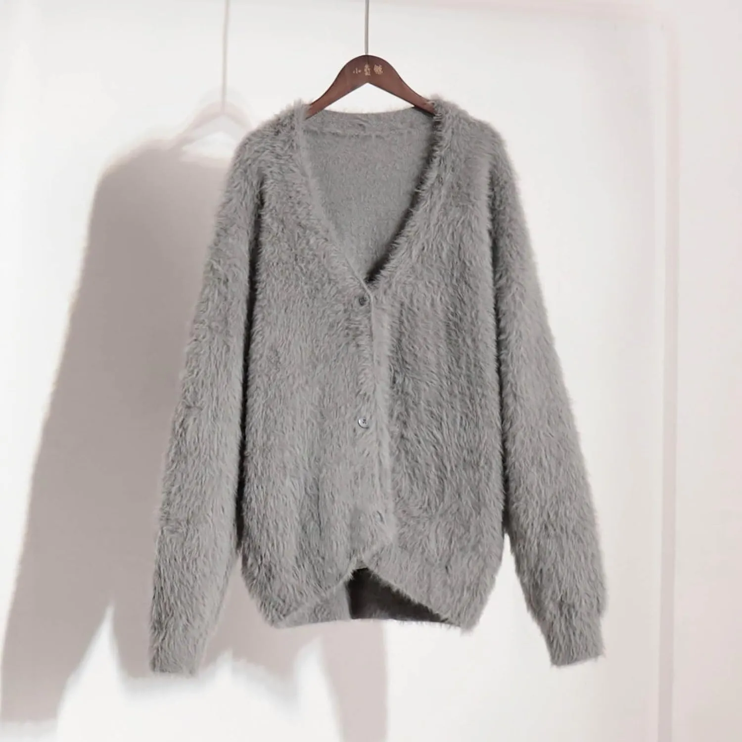 Fuzzy Cardigan Sweaters for Women Oversized Long Sleeve Button Down Furry Knit Sweater Soft Lightweight Cardigans
