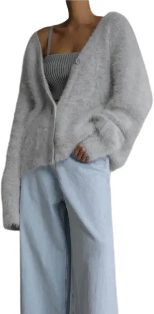 Fuzzy Cardigan Sweaters for Women Oversized Long Sleeve Button Down Furry Knit Sweater Soft Lightweight Cardigans