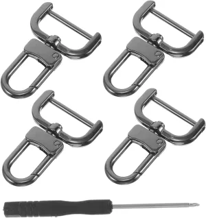 Gadpiparty 4 Pcs Bag Buckle Accessories Tote Bag Metal Buckles for Straps Snap Hooks Enlarged Mouth Clips Heavy Duty Clasp Small Keychain Metal Rectangle Rings Welded d Ring Zinc Alloy Black