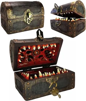 Galdor's Guild Mimic Dice Chest Storage Box | Free Lock & Key | Compatible with Dungeons & Dragons Players, Dungeon Master/DM RPG Gaming | Holder Vault Case | Holds 4 Polyhedral Sets (Regular)