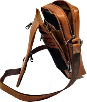 Generous Side Sling lether Bag side sling bag Brown color