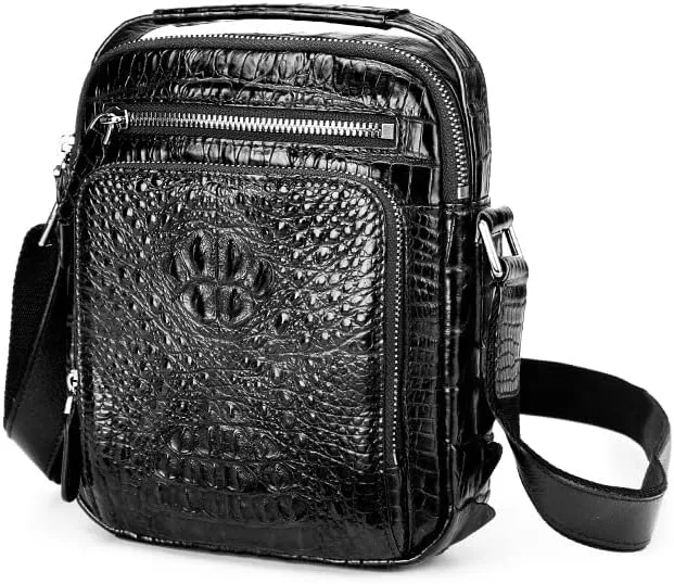 Genuine Crocodile Leather Skin Mens Crossbody Messenger Bag Luxury Shoulder Bag Real Alligator Leather Business Bag