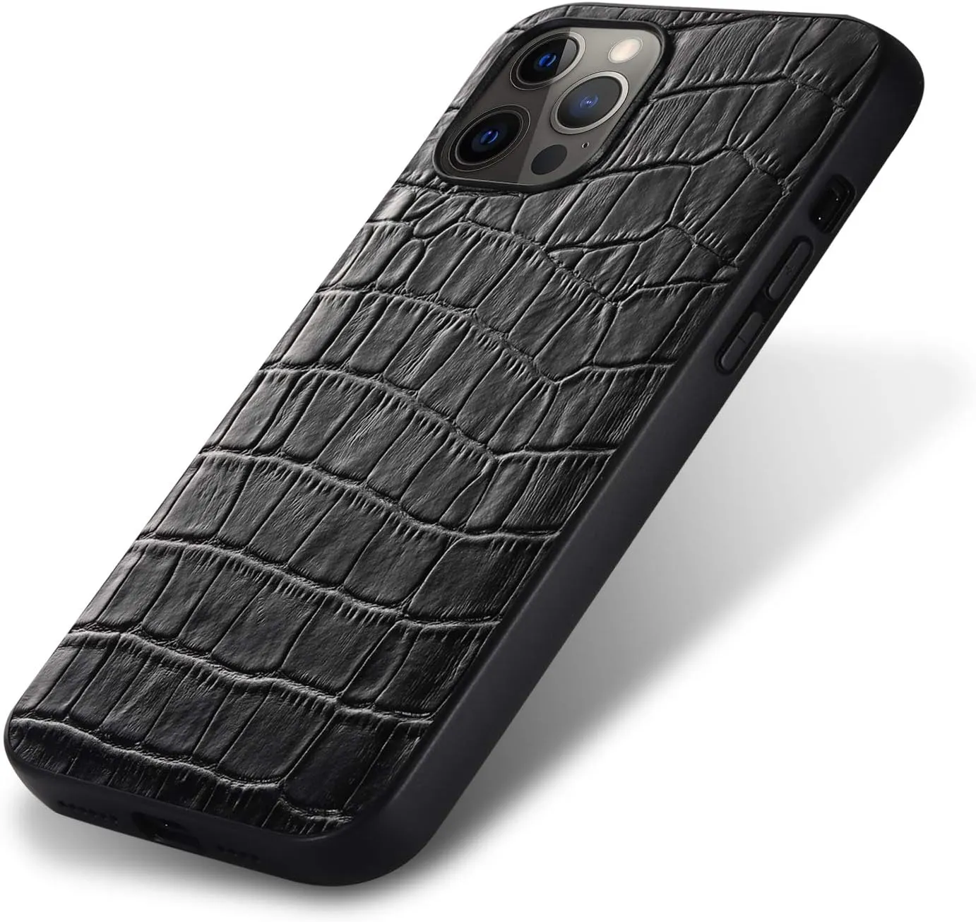 Genuine Leather Case for iPhone 12 Pro/iPhone 12,Classic Crocodile Pattern Real Leather Full Coverage Bumper Case (All-Inclusive)