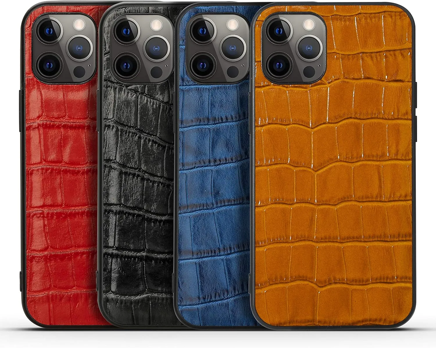 Genuine Leather Case for iPhone 12 Pro/iPhone 12,Classic Crocodile Pattern Real Leather Full Coverage Bumper Case (All-Inclusive)