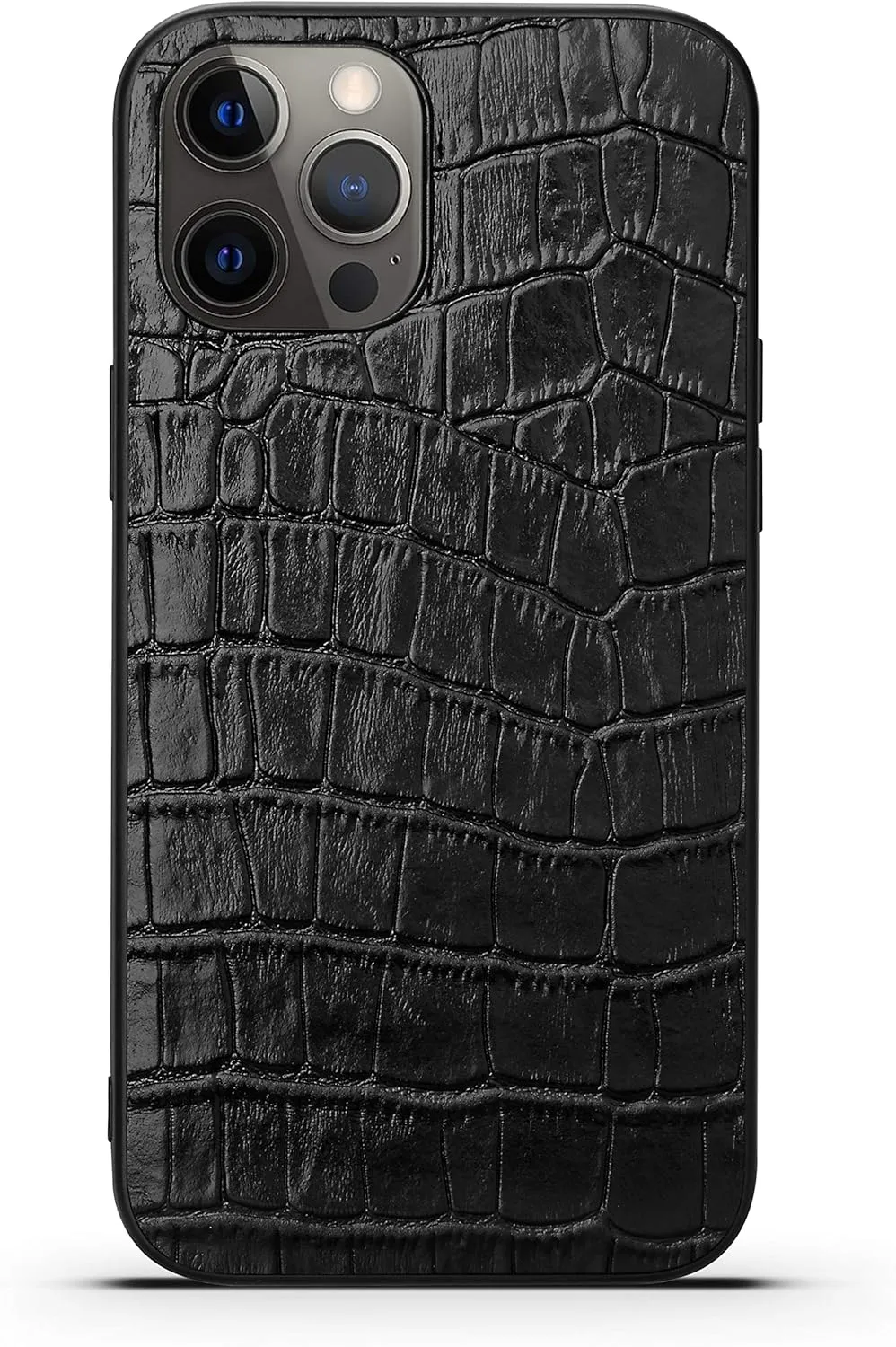 Genuine Leather Case for iPhone 12 Pro/iPhone 12,Classic Crocodile Pattern Real Leather Full Coverage Bumper Case (All-Inclusive)