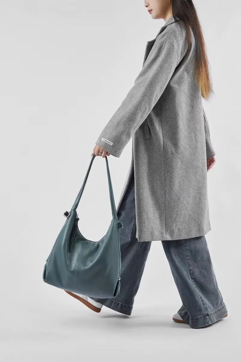 Genuine Leather Hobo Handbag, Sadle Handle Shoulder Bag for Women, Trendy Designer Hobo Tote Handbag,
