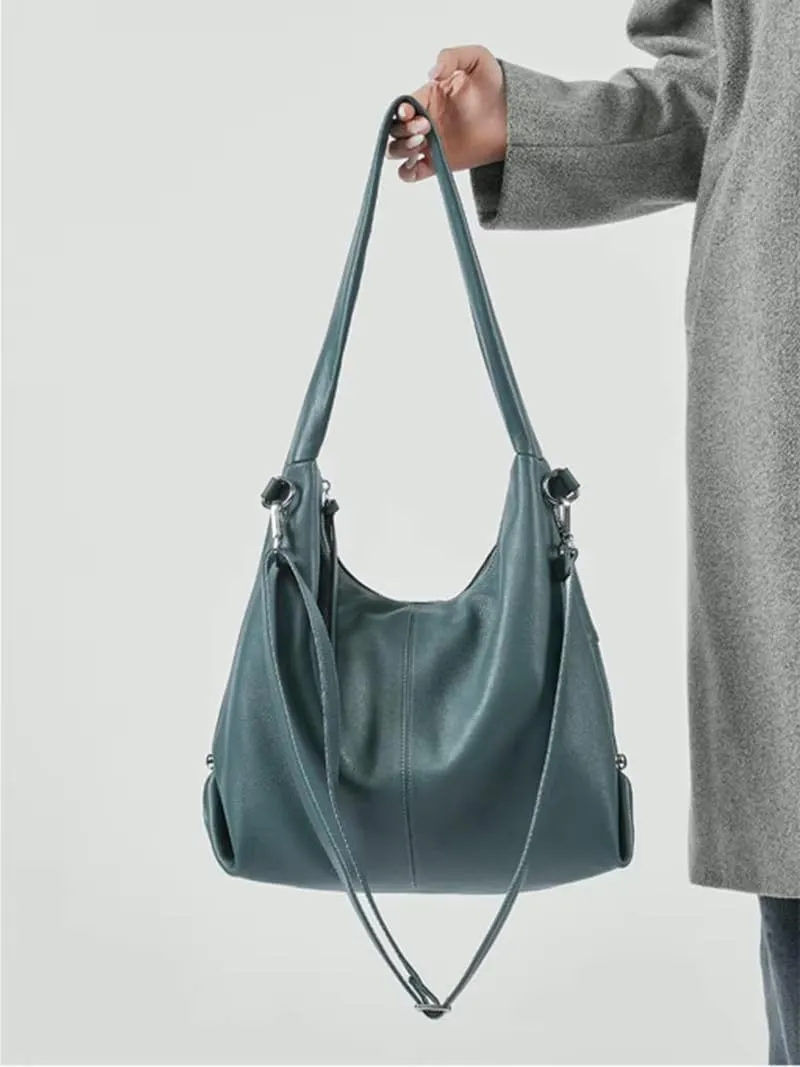 Genuine Leather Hobo Handbag, Sadle Handle Shoulder Bag for Women, Trendy Designer Hobo Tote Handbag,