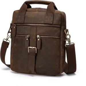 Genuine Leather Male Casual Business Messenger Bag Cross-body Brifecase Tote Satchel Hand-Carry Daily Bag for Men 1062