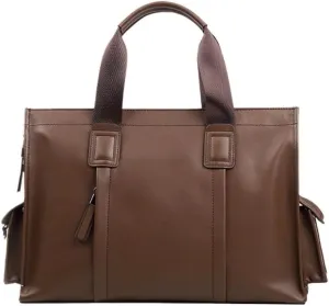 Genuine Leather Men's Handbag Cowhide Computer Bag 14 Inch Business Large Capacity Crossbody Briefcase