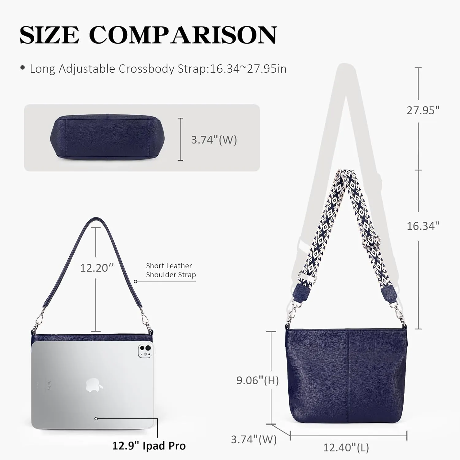 Genuine Leather Purse for Women, Women's Handbags Hobo Bag, Soft Leather Crossbody with Adjustable Wide Strap
