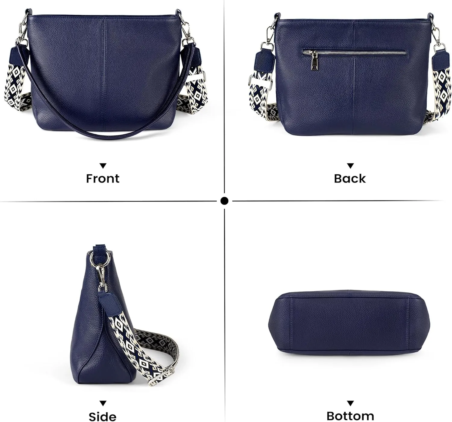 Genuine Leather Purse for Women, Women's Handbags Hobo Bag, Soft Leather Crossbody with Adjustable Wide Strap