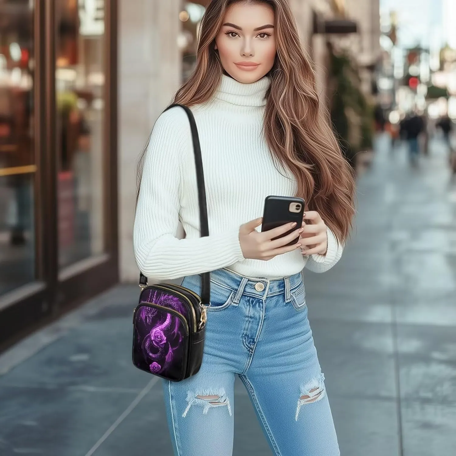 GIFTPUZZ Crossbody Purses for Women Medium Soft Leathe Bag with 3 Pockets Adjustable Strap and Internal Zipper Pocket