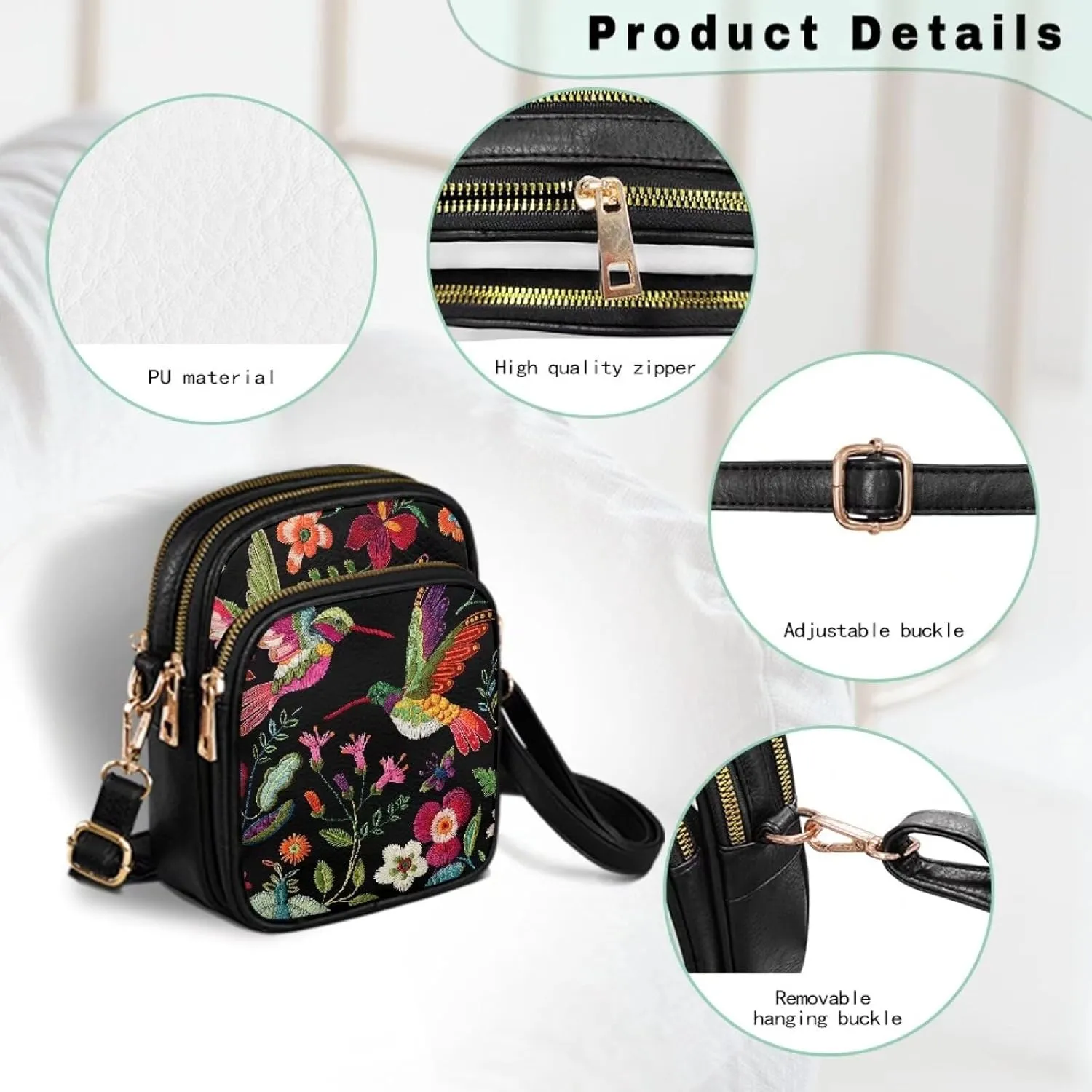 GIFTPUZZ Leather Crossbody Bags for Women Ladies Sling Handbags Medium Cross body Purses Handbags Soft