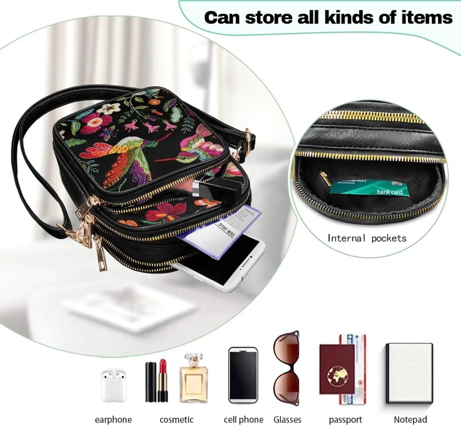 GIFTPUZZ Leather Crossbody Bags for Women Ladies Sling Handbags Medium Cross body Purses Handbags Soft