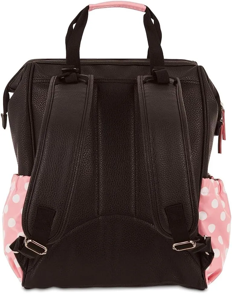Girl Diaper Bag - Personalized Minnie Mouse - Officially Licensed - Baby Girl Pink Bow Polka Dot Multi Pocket Diaper Bag Baby Set
