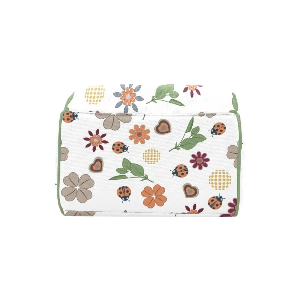 Green Forest Flowers Diaper Bags Personalized Backpack Travel Customized Name Women Girls Handbag Knapsack Tote Bag