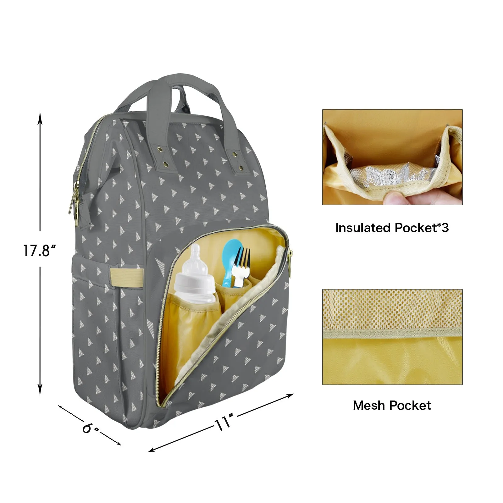 Grey Arrows Customizable Diaper Bag