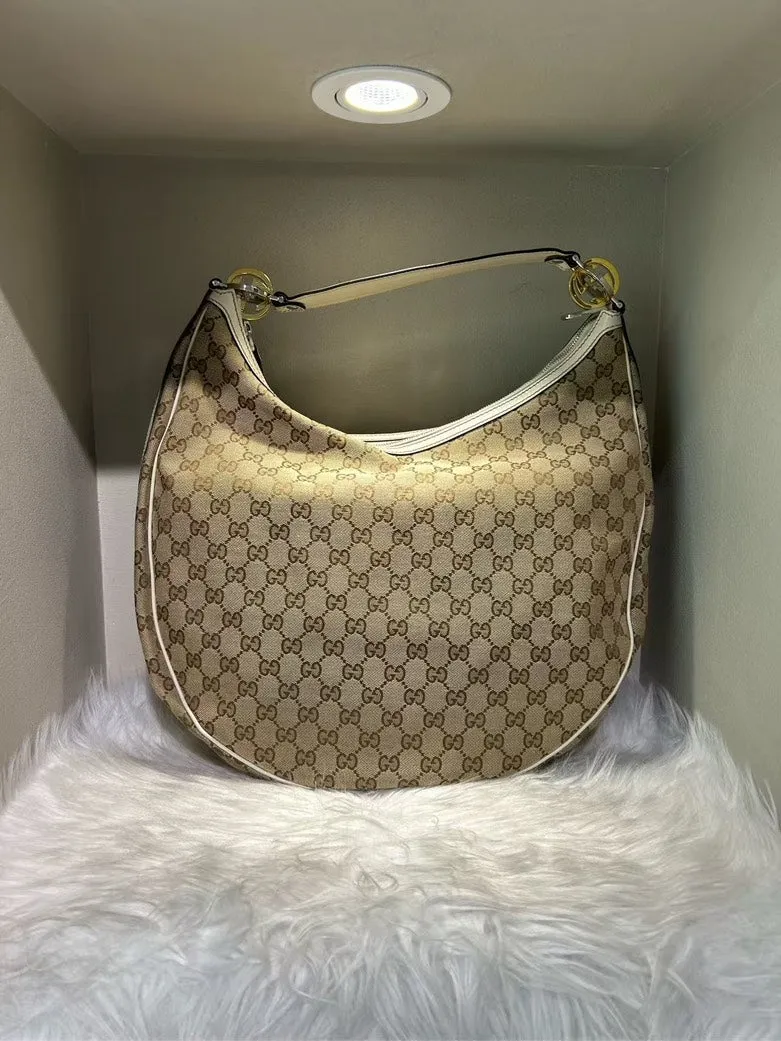 GUCCI GG Monogram Beige/Beige Hobo Bag -  Designer Handbag