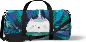 Gym Bag Sports Travel Bag Cute Fishes Seaweed Weekender Bags with 2 Side Pocket Lightweight Waterproof Polyester Tote Bag for Swimming Yoga Women Men 9x17.6inch