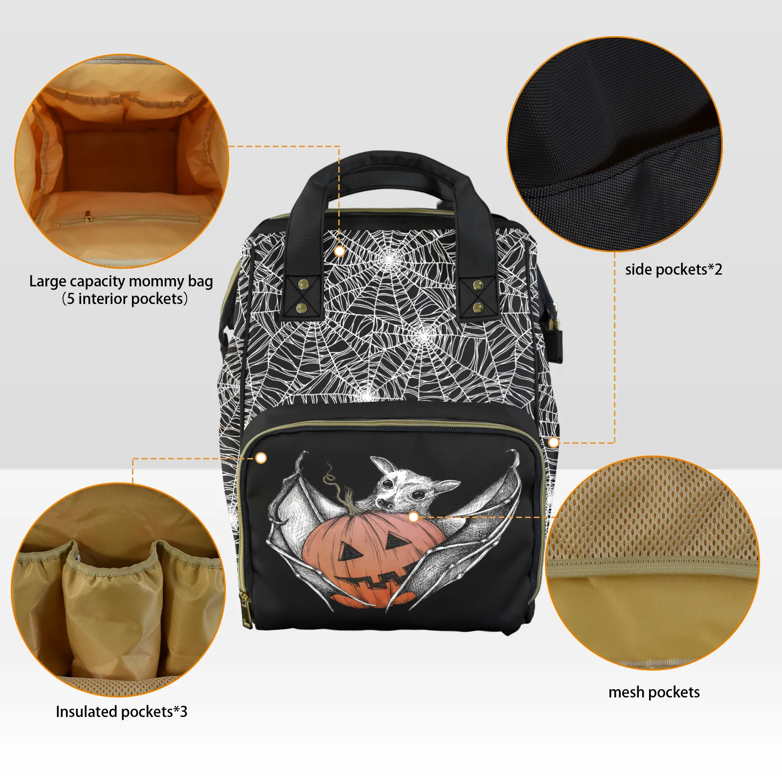 Halloween Baby Bat Multifunctional Diaper Backpack