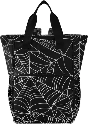 Halloween Spider Web Black Diaper Bag Backpack for Baby Boys Girls Baby Essentials Travel Tote with Stroller Straps & Bottle Storage Maternity Travel Bag for Dads Moms Hiking Shopping Traveling