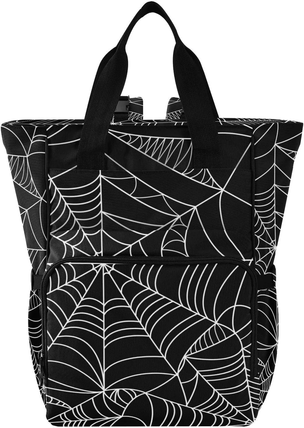 Halloween Spider Web Black Diaper Bag Backpack for Baby Boys Girls Baby Essentials Travel Tote with Stroller Straps & Bottle Storage Maternity Travel Bag for Dads Moms Hiking Shopping Traveling