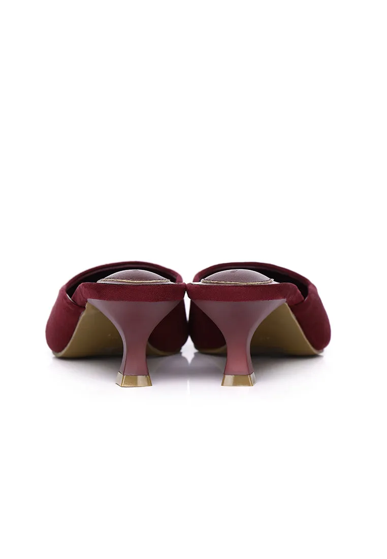 Hana Suede Pumps Heels (Maroon)