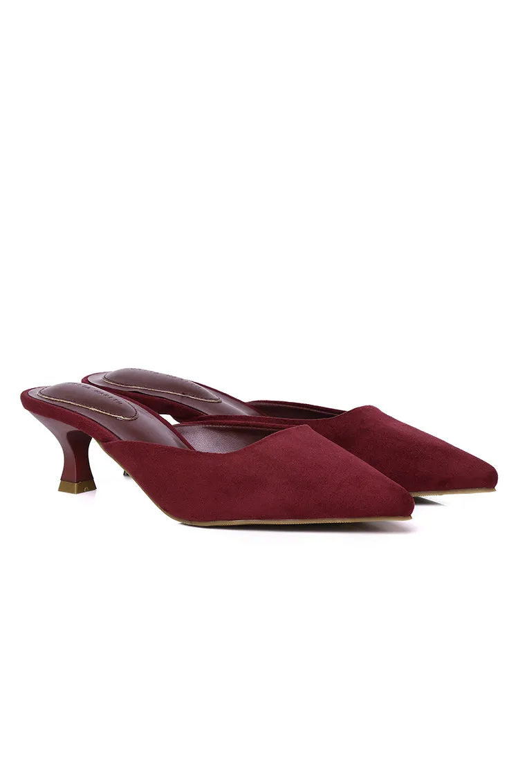 Hana Suede Pumps Heels (Maroon)