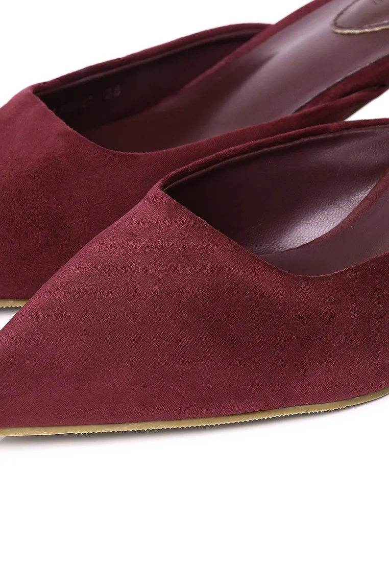 Hana Suede Pumps Heels (Maroon)